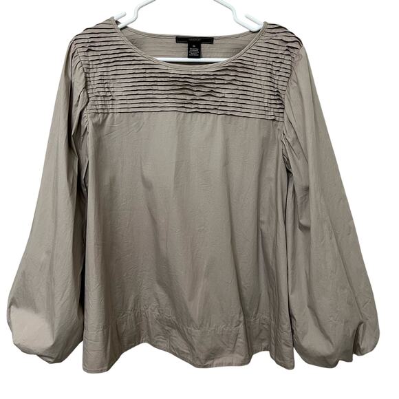 Max sport Women’s Blouse Sz XL Taupe Balloon Sleeves - Picture 1 of 7